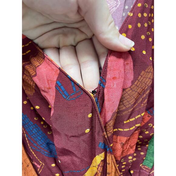 NWT Farm Rio Wrap Jumpsuit Red printed size XS Boho Tropical preppy - Picture 9 of 13